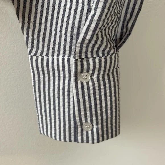 Zara top NWT blue and white striped sleeves size M - Picture 6 of 7